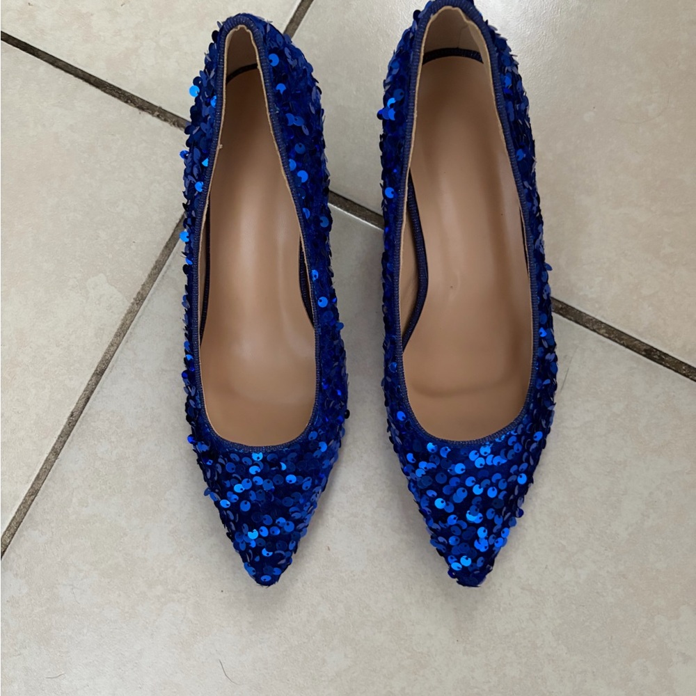 Blue Sequin Women's Shoes